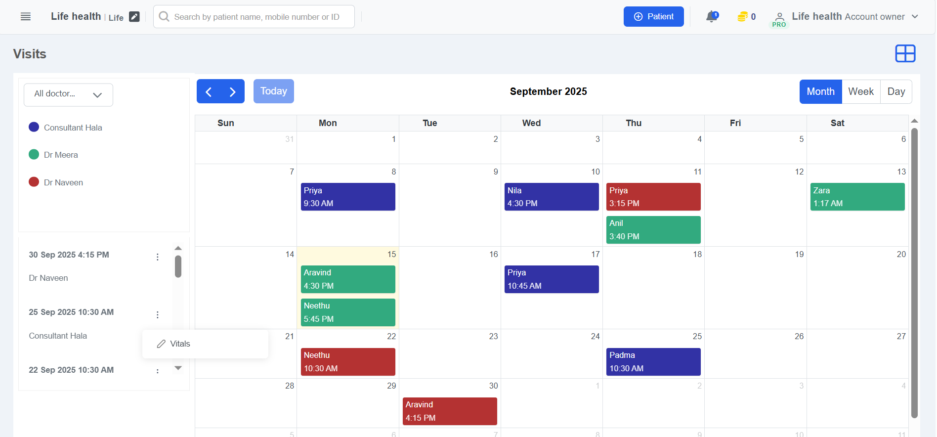 Clinicoz doctor appointment calendar